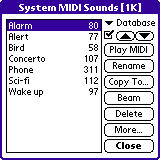 Browsing system alarms with HoHo's MIDI Manager