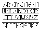 Wzory liter i cyfr rozpoznawanych przez oprogramowanie Graffiti.