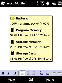 Battery and Memory Menu for Hi-Launcher